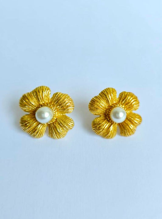 Aretes Flor perla
